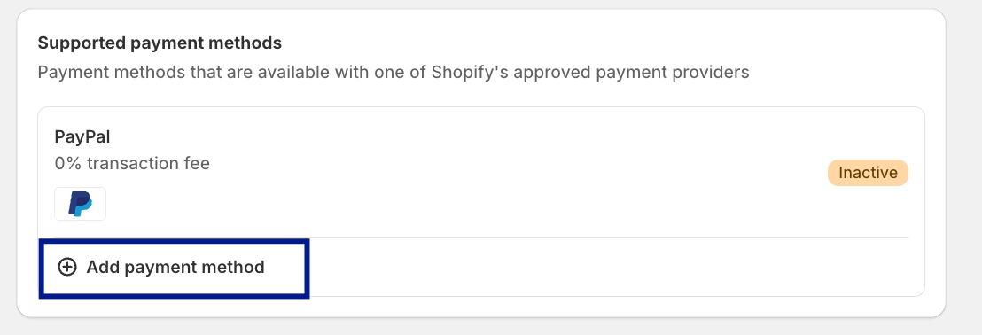 Supported payment methods